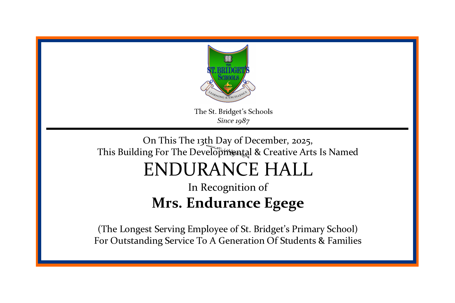 Endurance Hall Plaque