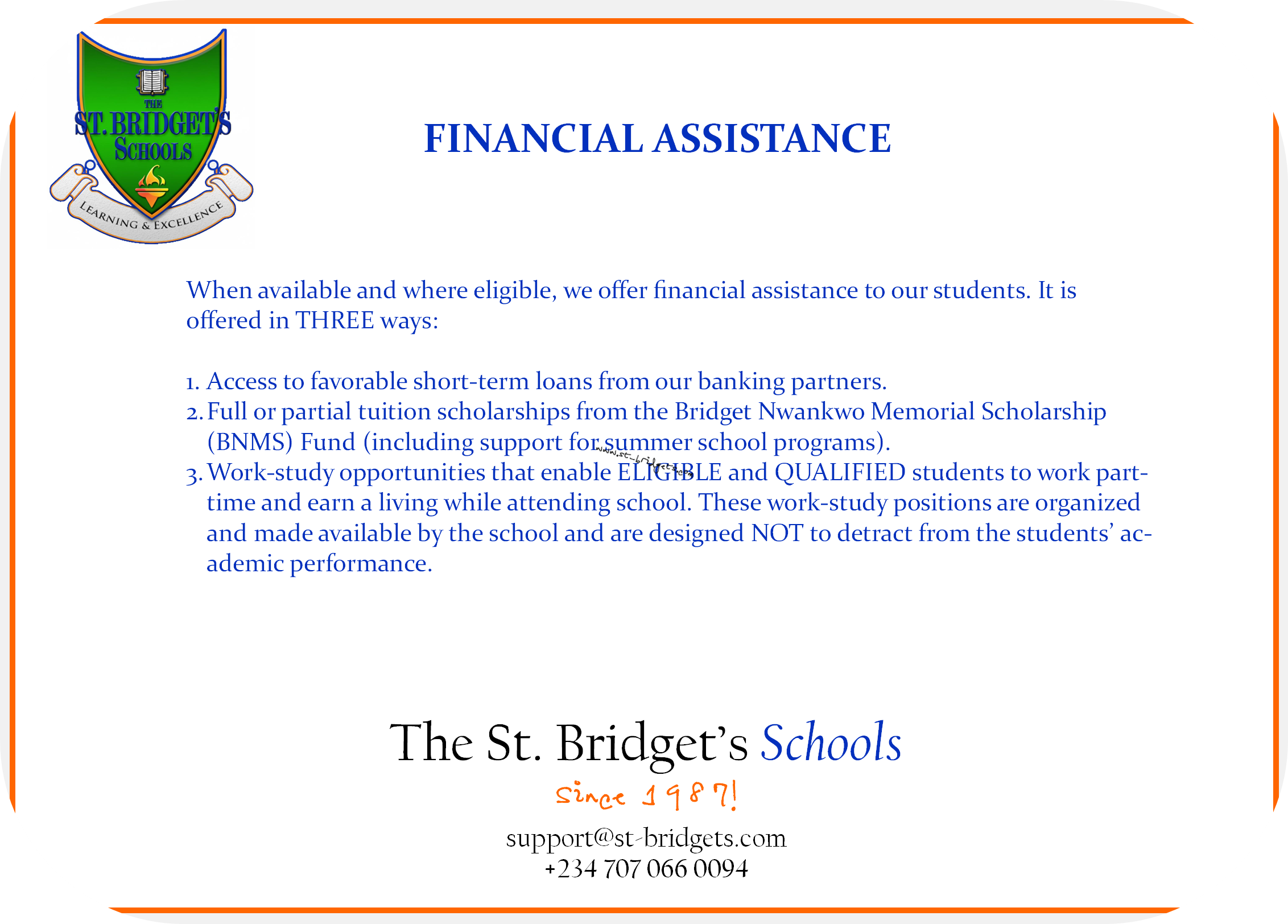 Financial Assistance Postcard