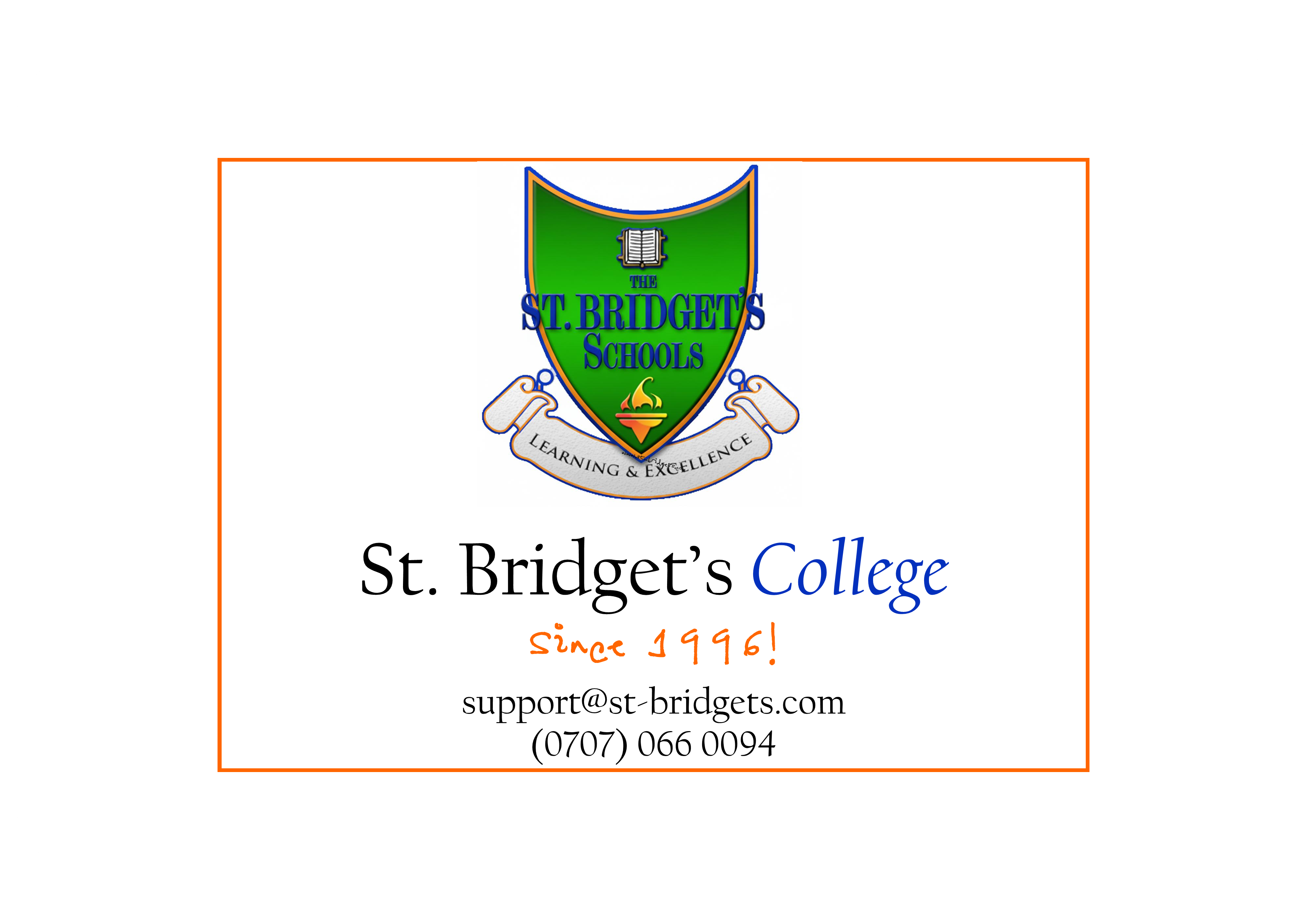 St. Bridget's College Card