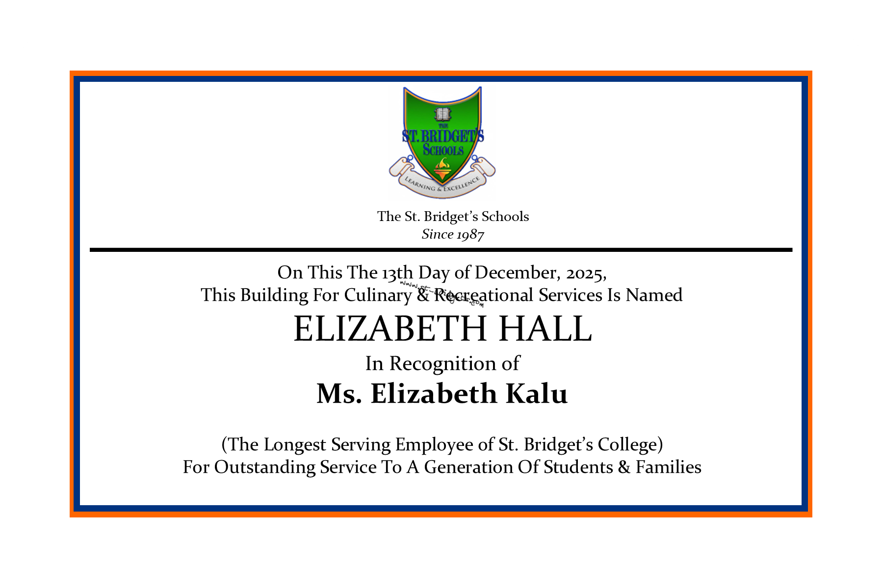 Elizabeth Hall Plaque