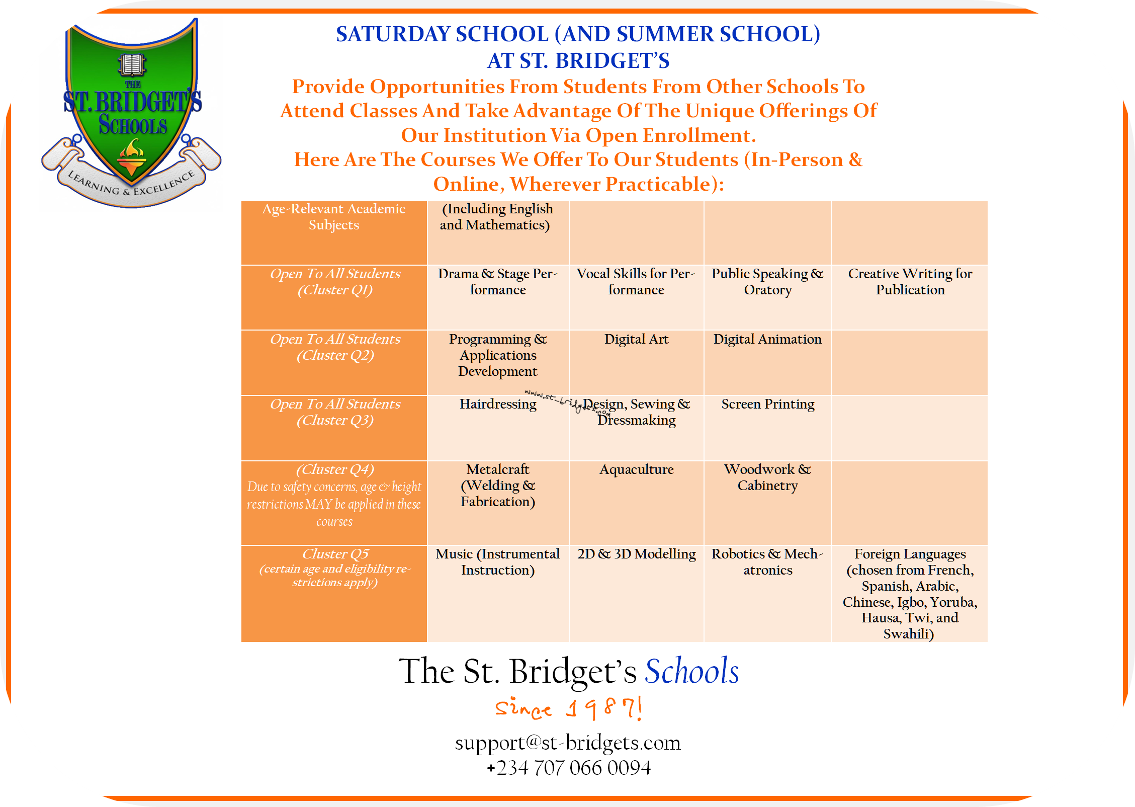 St. Bridget's Saturday School